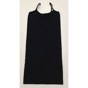 Yelete Above Knee Solid Black Seamless Long Cami Dress Preowned One Size